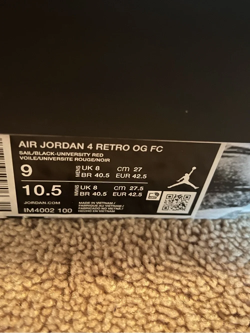 Jordan Air Jordan 4 Retro OG FC Sail\Black University Red